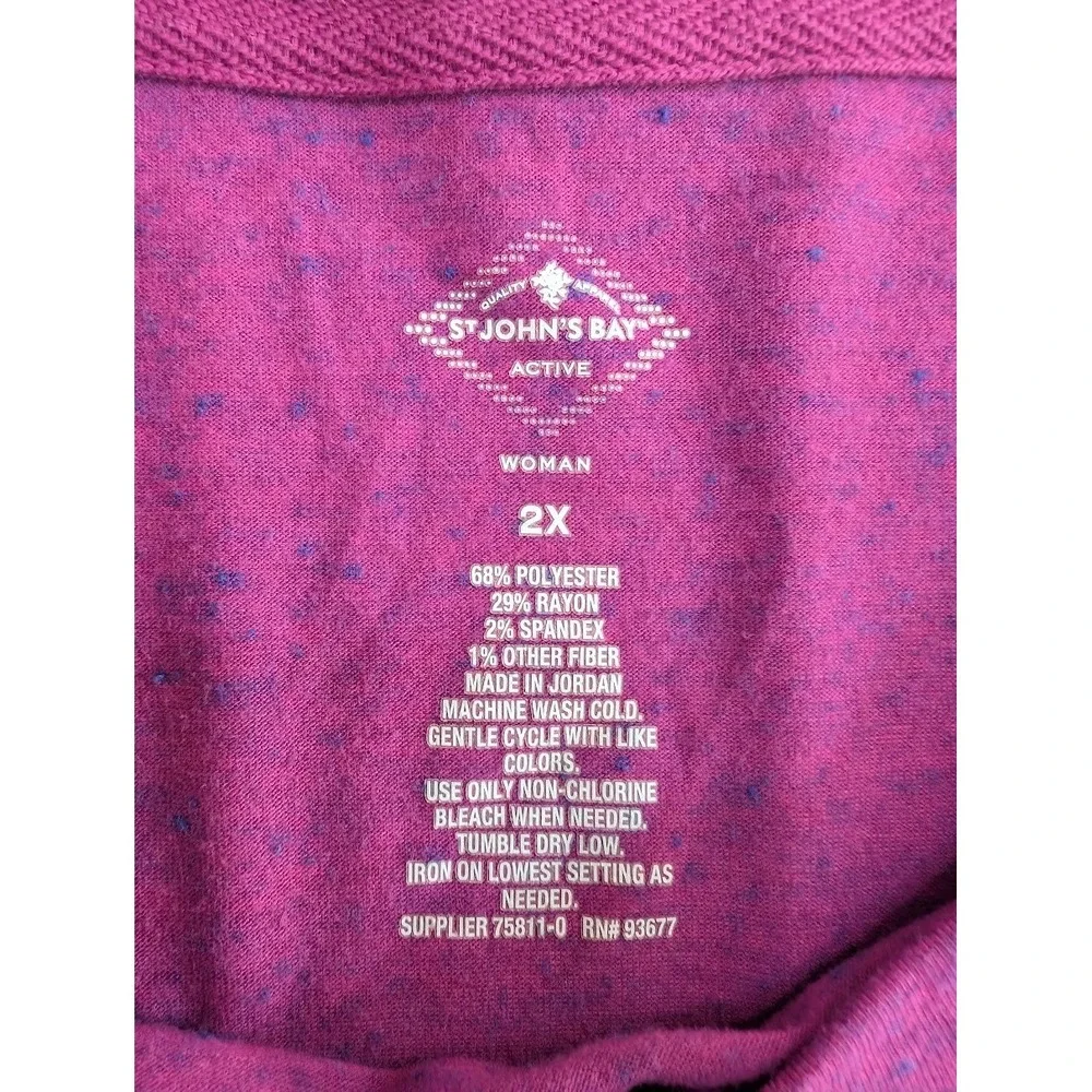 St Johns Bay Active Size 2X‎ Pink V Neck Short Sleeve Womens Top - Picture 2 of 7